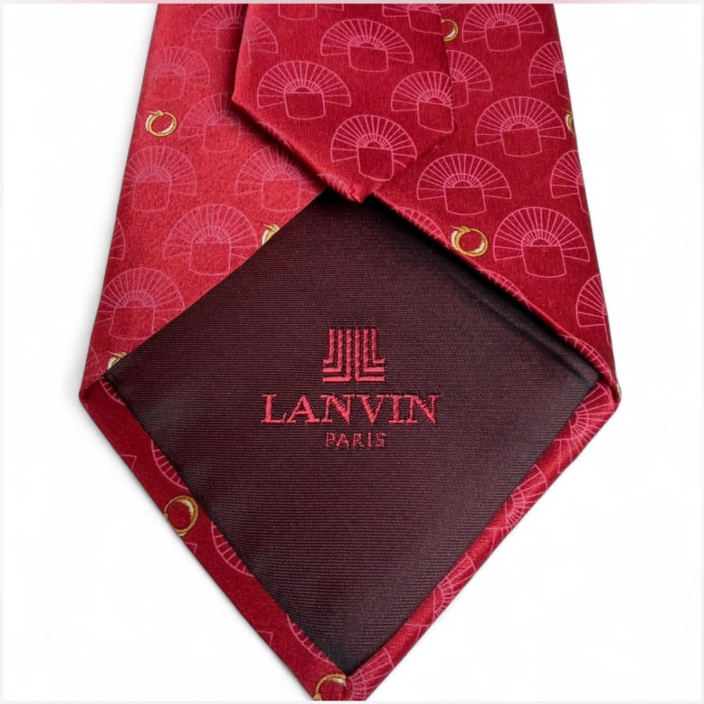 Lanvin Red Tie with Gold Accent Motif